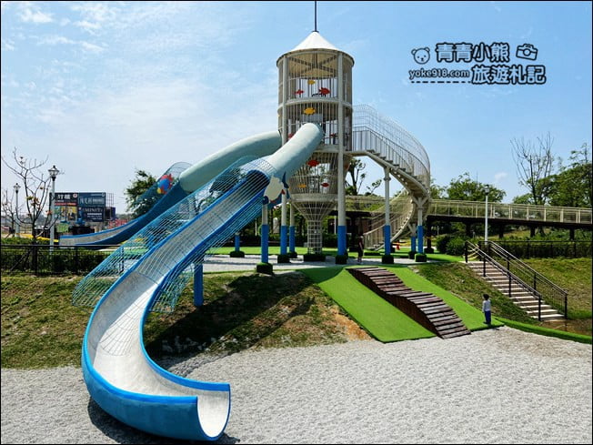 桃園新景點》觀音水之丘公園．好玩的刺激三層樓高溜滑梯公園 @青青小熊＊旅遊札記