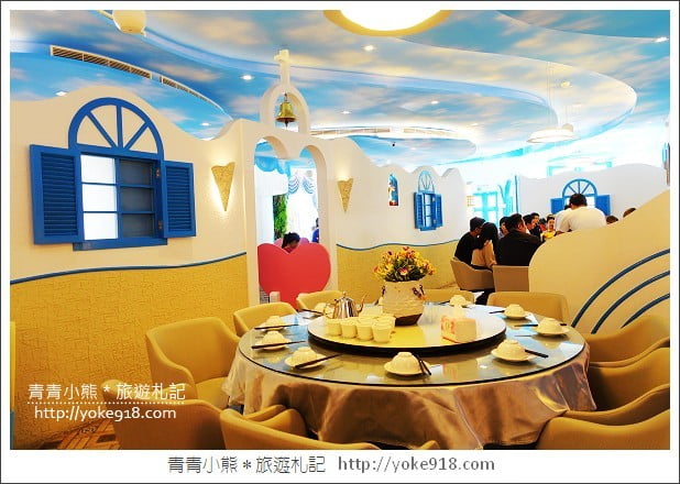 桃園美食》龍潭景觀餐廳．藍舍花園~在希臘藍白風建築裡吃客家料理 @青青小熊＊旅遊札記