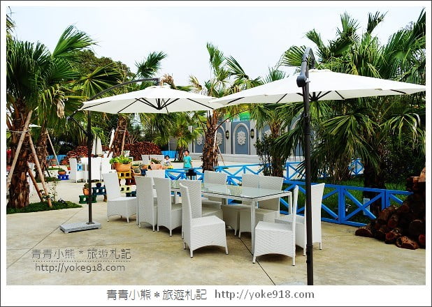 桃園美食》龍潭景觀餐廳．藍舍花園~在希臘藍白風建築裡吃客家料理 @青青小熊＊旅遊札記
