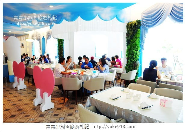 桃園美食》龍潭景觀餐廳．藍舍花園~在希臘藍白風建築裡吃客家料理 @青青小熊＊旅遊札記