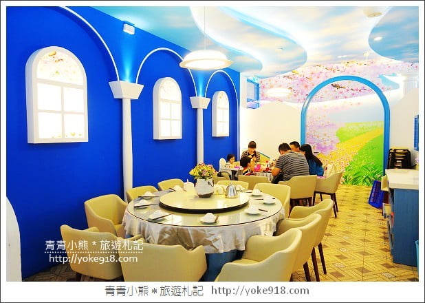 桃園美食》龍潭景觀餐廳．藍舍花園~在希臘藍白風建築裡吃客家料理 @青青小熊＊旅遊札記