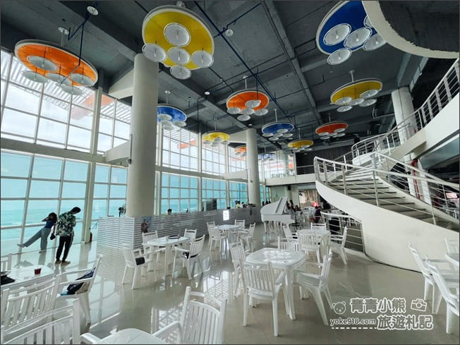 台南景點》黃金海岸方舟．在室內就可以看海，方舟造型建築還有大面落地窗 @青青小熊＊旅遊札記