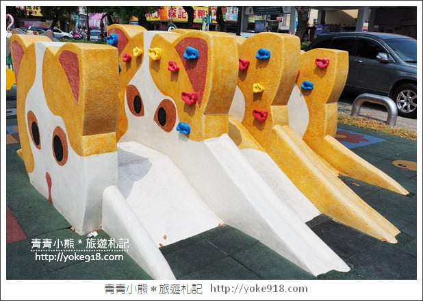 嘉義景點》民雄打貓親子廣場．貓咪主題公園~有沙坑、迷你攀岩兒童設施 @青青小熊＊旅遊札記
