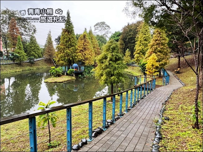 桃園景點》長庚養生村．落羽松湖畔散步去~水上平台木棧道好迷人 @青青小熊＊旅遊札記