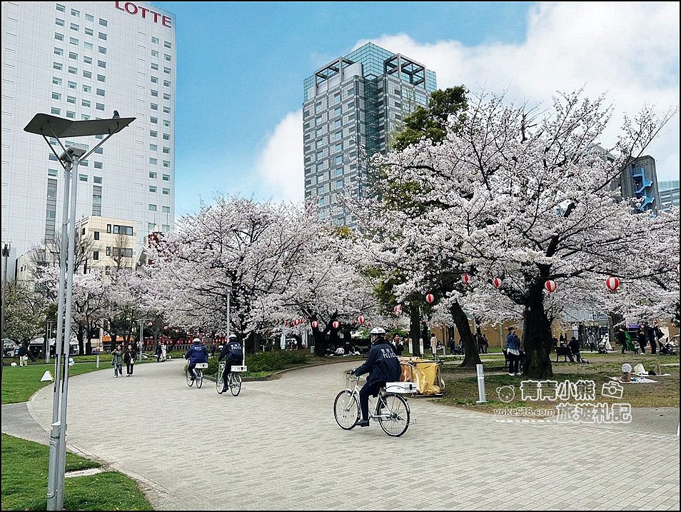 東京櫻花景點》錦糸町錦糸公園賞櫻花~與晴空塔一起野餐賞櫻 @青青小熊＊旅遊札記
